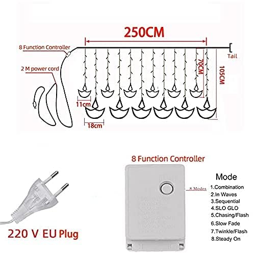 Decorative Diya Diwali Light Curtain, String Lights with 12 Hanging Diyas, 8 Flashing Modes - 2.5 Meter (1 Curtain) 138 LED, Diwali Decorative Light, Decorative Curtain LED Light