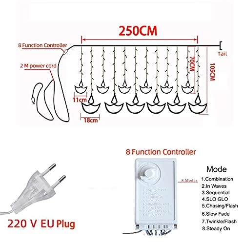 Multicolor Diya LED Curtain Lights for Diwali, Window, Festive, 2.5 m, Diya Curtain Lights (Pack of 1) Multicolor Light, Diwali Lights, Lights for Diwali, Diwali Diya Lights